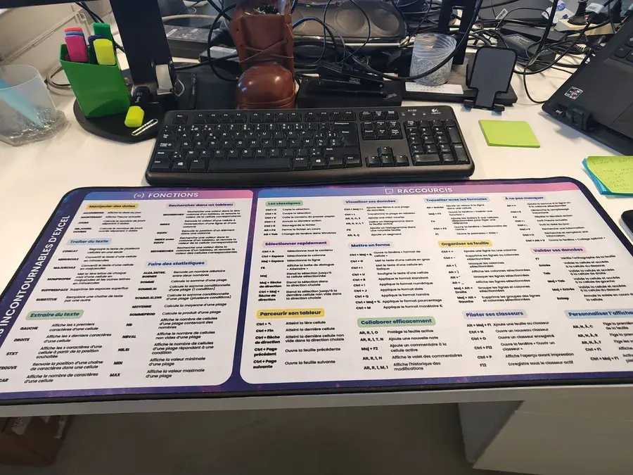 Le tapis de souris Excel sur le bureau de Malainine