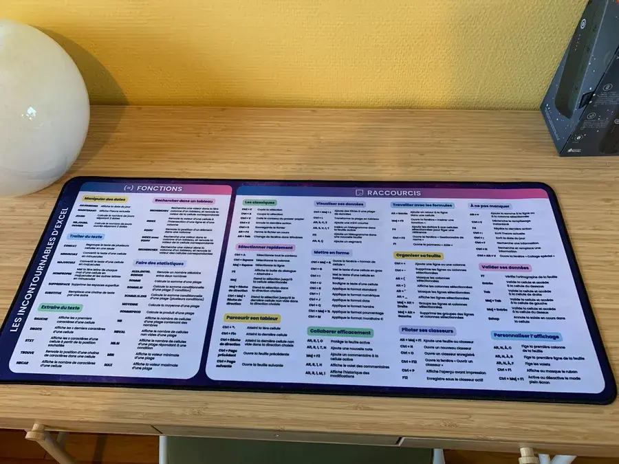 Le tapis de souris Excel sur le bureau de Pierre
