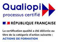 Qualiopi, processus certifié, République française : certification qualité délivrée au titre de la catégorie Actions de formation