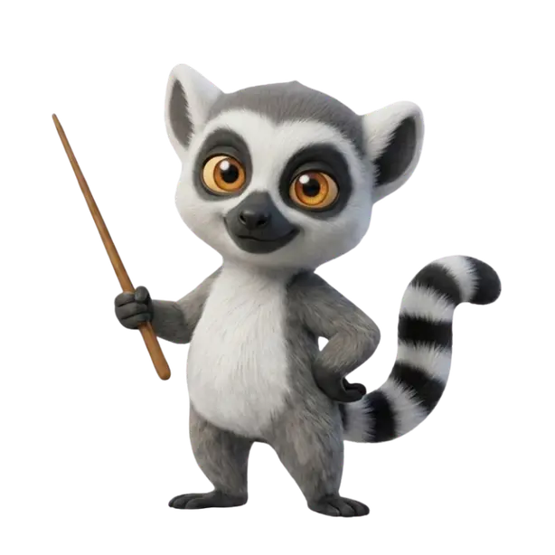 Mascotte lémurien du Dojo en instituteur expliquant ce qu'est une formation Excel