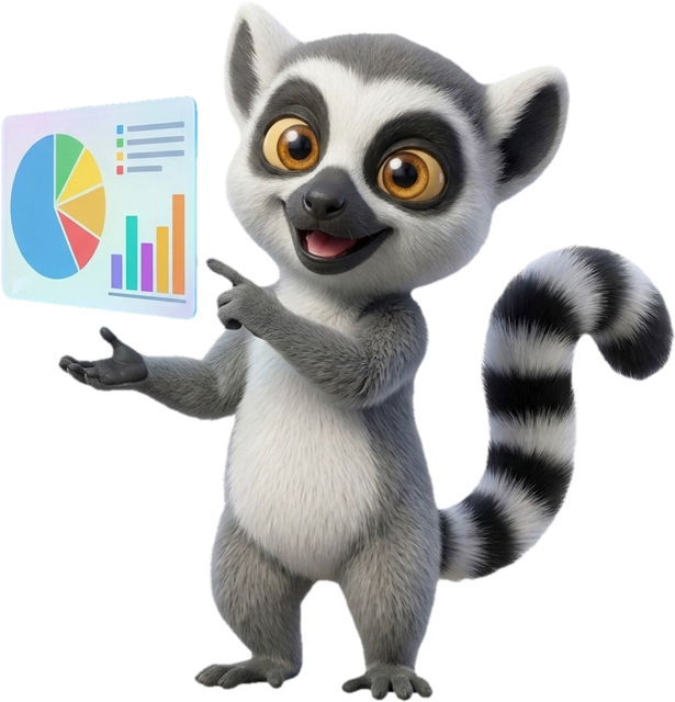 Lucas, la mascotte du Dojo, présente un graphique issu d’un jeu de données
