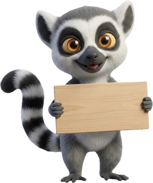 Lucas, la mascotte du Dojo, tient un panneau et t'indique par où commencer
