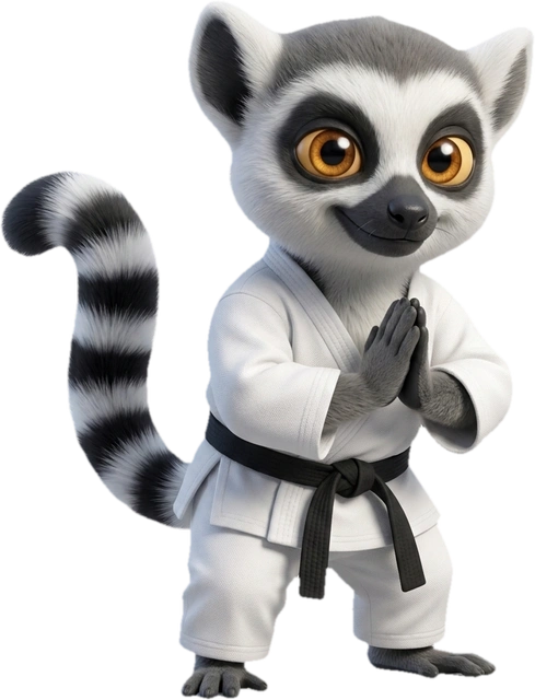 Lucas, la mascotte du Dojo, en kimono, prêt à s’entraîner sur Excel