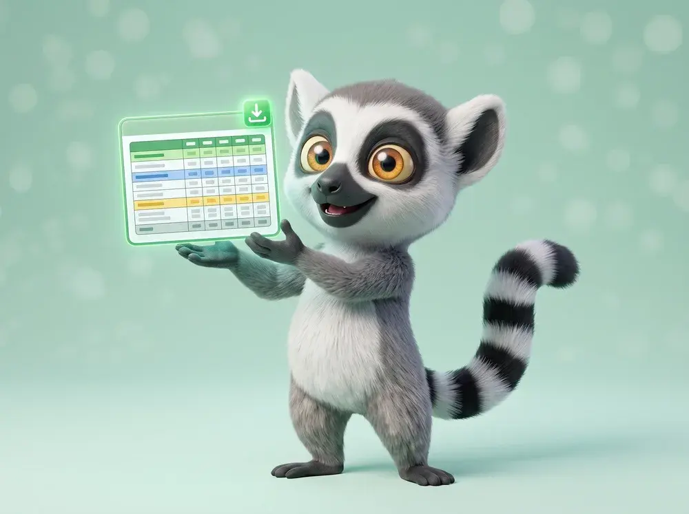 Lucas, la mascotte du Dojo, tend un fichier Excel prêt à l’emploi