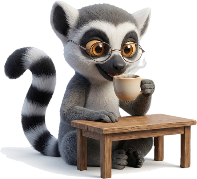 Lucas, la mascotte du Dojo, à son bureau en tenue de travail, prêt pour un test Excel en entretien d'embauche