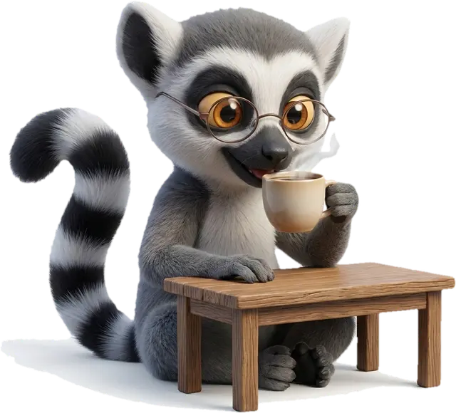 Lucas, la mascotte du Dojo, au bureau devant son ordinateur