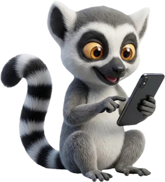 Mascotte lémurien du Dojo avec une checklist, présentant le programme du cours Excel PDF