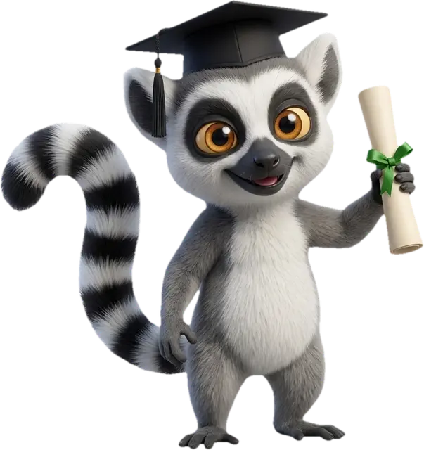 Mascotte lémurien du Dojo brandissant un diplôme, illustrant la formation certifiante