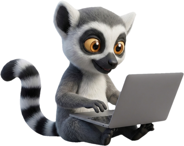 Lucas, la mascotte du Dojo, à son ordinateur, prêt à répondre à tes questions Excel