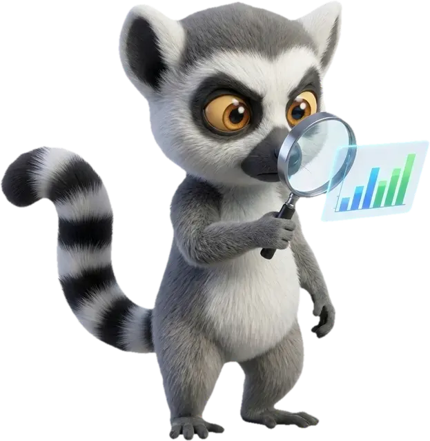 Lucas, la mascotte du Dojo, explore un écran Excel à la loupe