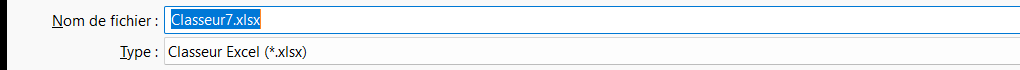 Menu déroulant du type de fichier d'Excel lors d'un Enregistrer sous, avec l'option CSV mise en avant