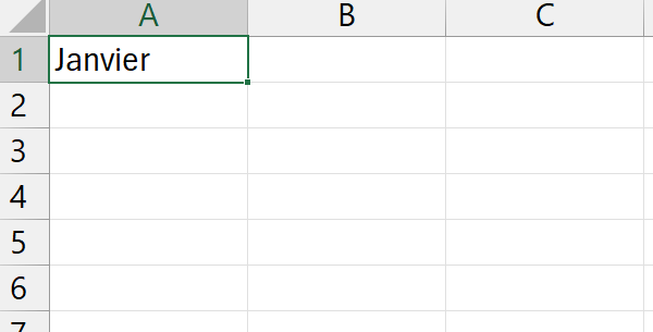 Poignée de recopie d'Excel, petit carré vert au coin de la cellule, utilisée pour prolonger automatiquement une séquence