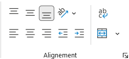 Groupe Alignement de l'onglet Accueil du ruban Excel, avec les trois boutons d'alignement horizontal sur la ligne du bas