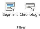 Groupe Filtres de l'onglet Insertion du ruban Excel, avec les boutons Segment et Chronologie
