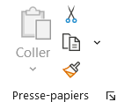 Groupe Presse-papiers de l'onglet Accueil du ruban Excel, avec l'icône pinceau Reproduire la mise en forme sous Couper et Copier