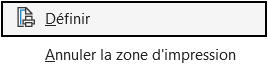 Menu du bouton Zone d'impression de l'onglet Mise en page dans Excel, avec les entrées Définir et Annuler la zone d'impression