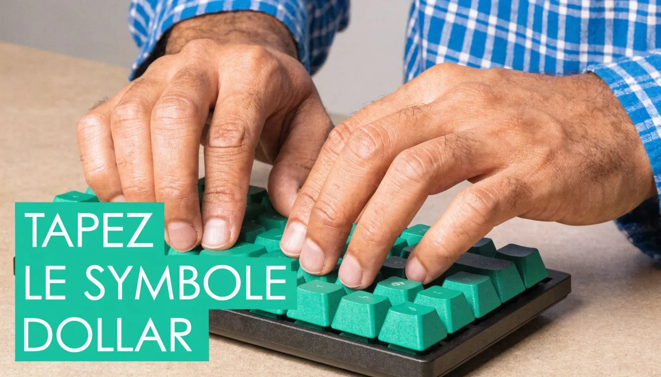 Une personne tape sur un clavier d'ordinateur avec des touches vertes et noires sur une table.