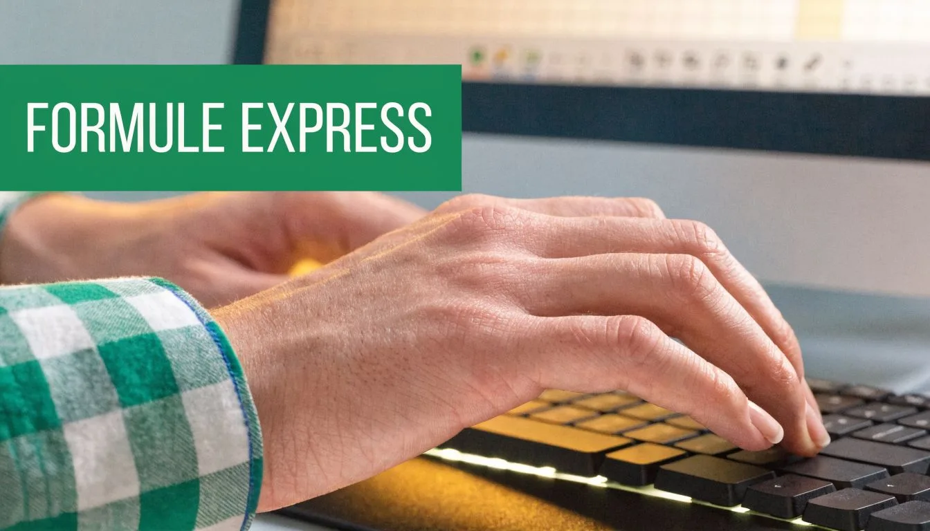 Une personne utilisant un clavier d'ordinateur pour travailler sur un document Excel avec une formule express.