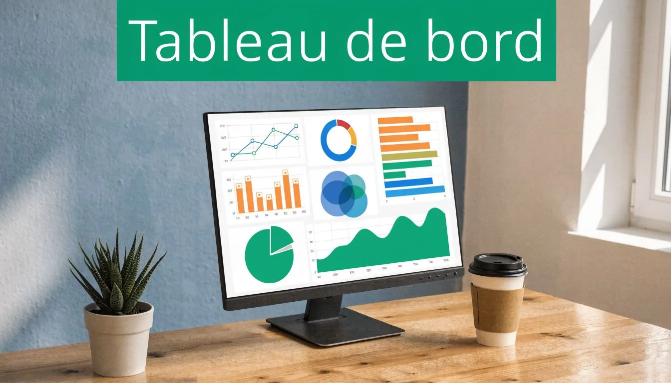 Un ordinateur sur un bureau affichant des graphiques de données pour une formation excel pour débutant